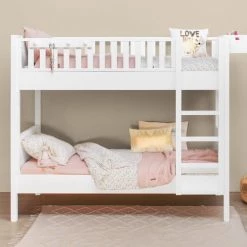 Bopita Lits Enfant Lits Superposés 90x200 Avec échelle Droite Blanc En MDF Et Hêtre -Lits enfant Soldes lits superposes 90x200 avec echelle droite blanc en mdf et hetre 3