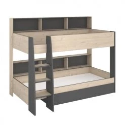 Calicosy Lits Enfant Lits Superposés Avec Niches De Rangement - 90x200 Cm - Gris -Lits enfant Soldes lits superposes avec niches de rangement 90x200 cm gris 5