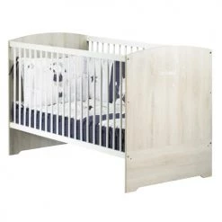 Sauthon Lits Enfant Little Big Bed 140x70 Hêtre Cendré En Bois Blanc