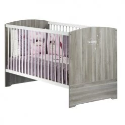BabyPrice Lits Enfant Little Big Bed 140x70 Hêtre Cendré En Bois Gris Foncé