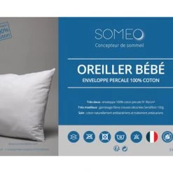Someo Couettes Et Oreillers Bébé Et Enfant Oreiller Bébé Anti-acariens Enveloppe Percale 40x60cm 5 Someo Couettes Et Oreillers Bébé Et Enfant Oreiller Bébé Anti-acariens Enveloppe Percale 40x60cm -Lits enfant Soldes oreiller bebe anti acariens enveloppe percale 40x60cm 2