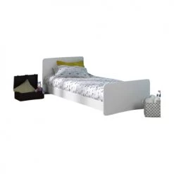 ID Kids Lits Enfant Pack Lit Avec Matelas 90x190 Cm Bois Massif Blanc