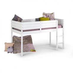ID Kids Lits Enfant Pack Lit Avec Matelas 90x190 Cm Bois Massif Blanc