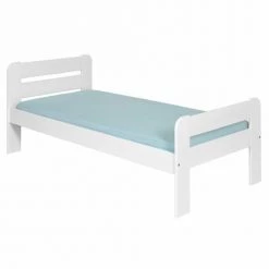 ID Kids Lits Enfant Pack Lit Avec Matelas 90x190 Cm Bois Massif Blanc