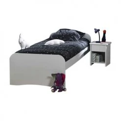 ID Kids Lits Enfant Pack Lit Avec Matelas 90x200 Cm Bois Massif Blanc