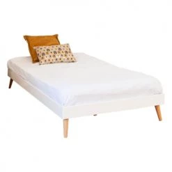 ID Kids Lits Enfant Pack Lit Avec Pieds Et Matelas 120x190 Cm Bois Massif Blanc -Lits enfant Soldes pack lit avec pieds et matelas 120x190 cm bois massif blanc 3