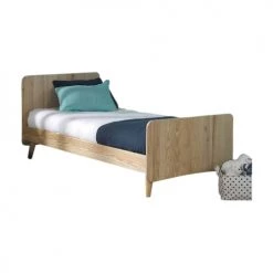 ID Kids Lits Enfant Pack Lit Avec Pieds Et Matelas 90x200 Cm Bois Massif