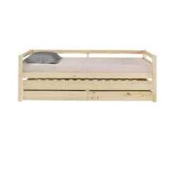 ID Kids Lits Enfant Pack Lit Banquette Gigogne Avec 2 Matelas 90x200 Cm Bois Massif Blanc -Lits enfant Soldes pack lit banquette gigogne avec 2 matelas 90x200 cm bois massif