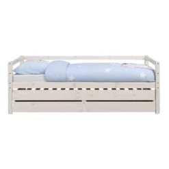 ID Kids Lits Enfant Pack Lit Banquette Gigogne Avec 2 Matelas 90x200 Cm Bois Massif Blanc -Lits enfant Soldes pack lit banquette gigogne avec 2 matelas 90x200 cm bois massif blanc 3