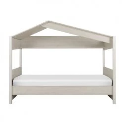 ID Kids Lits Enfant Pack Lit Cabane Avec Matelas 90x200 Cm Effet Bois Naturel Blanchi