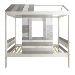 ID Kids Lits Enfant Pack Lit Cabane Avec Tiroir Et Matelas 90x190 Cm Bois Massif Gris -Lits enfant Soldes pack lit cabane avec tiroir et matelas 90x190 cm bois massif gris 4