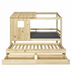 ID Kids Lits Enfant Pack Lit Cabane Gigogne Avec 2 Matelas 90x200 Cm Bois Massif -Lits enfant Soldes pack lit cabane gigogne avec 2 matelas 90x200 cm bois massif 3