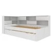 ID Kids Lits Enfant Pack Lit Cosy Gigogne Avec 2 Matelas 90x190 Cm Effet Bois Blanc