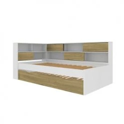 ID Kids Lits Enfant Pack Lit Cosy Gigogne Avec 2 Matelas 90x190 Cm Effet Bois Et Blanc