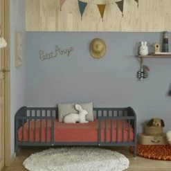 ID Kids Lits Enfant Pack Lit Enfant Avec Matelas 70x140 Cm Bois Massif Gris -Lits enfant Soldes pack lit enfant avec matelas 70x140 cm bois massif gris 2