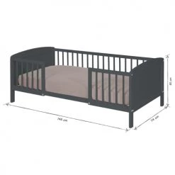 ID Kids Lits Enfant Pack Lit Enfant Avec Matelas 70x140 Cm Bois Massif Gris -Lits enfant Soldes pack lit enfant avec matelas 70x140 cm bois massif gris 4
