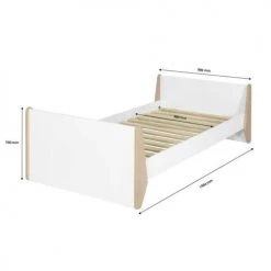 ID Kids Lits Enfant Pack Lit Enfant Avec Matelas 90x190 Cm Bois Massif Blanc Et Bois -Lits enfant Soldes pack lit enfant avec matelas 90x190 cm bois massif blanc et bois 3