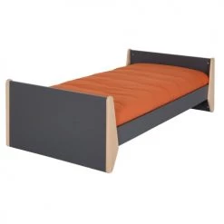 ID Kids Lits Enfant Pack Lit Enfant Avec Matelas 90x190 Cm Bois Massif Gris Et Bois