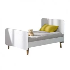 ID Kids Lits Enfant Pack Lit évolutif Avec Matelas 90x190 Cm Bois Massif Blanc