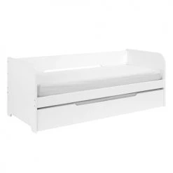 ID Kids Lits Enfant Pack Lit Gigogne Avec 2 Matelas 80x190 Cm Bois Massif Blanc