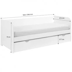 ID Kids Lits Enfant Pack Lit Gigogne Avec 2 Matelas 80x190 Cm Bois Massif Blanc Et Bois -Lits enfant Soldes pack lit gigogne avec 2 matelas 80x190 cm bois massif blanc et bois 2