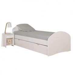 ID Kids Lits Enfant Pack Lit Gigogne Avec 2 Matelas 90x190 Cm Bois Massif Blanc
