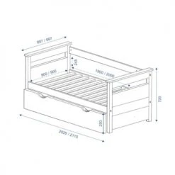 ID Kids Lits Enfant Pack Lit Gigogne Avec 2 Matelas 90x190 Cm Bois Massif Blanc -Lits enfant Soldes pack lit gigogne avec 2 matelas 90x190 cm bois massif blanc 3