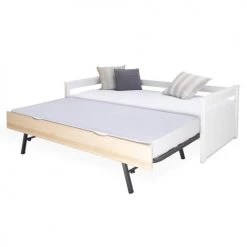 ID Kids Lits Enfant Pack Lit Gigogne Avec 2 Matelas 90x190 Cm Bois Massif Blanc Et Bois -Lits enfant Soldes pack lit gigogne avec 2 matelas 90x190 cm bois massif blanc et bois 5