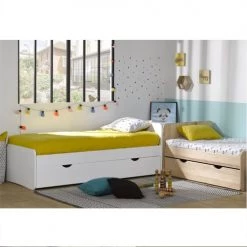 ID Kids Lits Enfant Pack Lit Gigogne Avec 2 Matelas 90x200 Cm Bois Massif -Lits enfant Soldes pack lit gigogne avec 2 matelas 90x200 cm bois massif 8