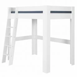 ID Kids Lits Enfant Pack Lit Mezzanine Avec Matelas 120x190 Cm Bois Massif Blanc