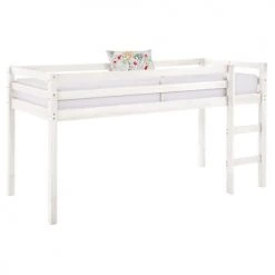 ID Kids Lits Enfant Pack Lit Mi-hauteur Avec Matelas 90x200 Cm Bois Massif Blanc -Lits enfant Soldes pack lit mi hauteur avec matelas 90x200 cm bois massif blanc 3