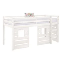 ID Kids Lits Enfant Pack Lit Mi-hauteur Avec Matelas 90x200 Cm Bois Massif Blanc -Lits enfant Soldes pack lit mi hauteur avec matelas 90x200 cm bois massif blanc 5