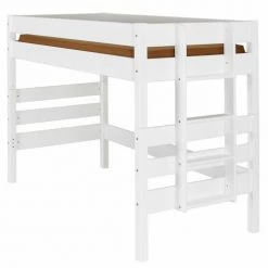 ID Kids Lits Enfant Pack Lit Mi-hauteur Avec Matelas 90x200 Cm Bois Massif Blanc