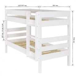 ID Kids Lits Enfant Pack Lit Superposé Avec 2 Matelas 90x200 Cm Bois Massif -Lits enfant Soldes pack lit superpose avec 2 matelas 90x200 cm bois massif 4