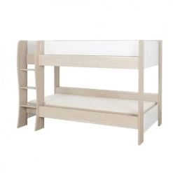ID Kids Lits Enfant Pack Lit Superposé Avec 2 Matelas 90x200 Cm Effet Bois Blanc Et Bois -Lits enfant Soldes pack lit superpose avec 2 matelas 90x200 cm effet bois blanc et bois 3
