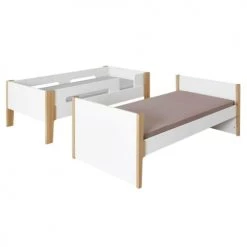 ID Kids Lits Enfant Pack Lit Superposé Avec Matelas 90x190 Cm Bois Massif Blanc Et Bois -Lits enfant Soldes pack lit superpose avec matelas 90x190 cm bois massif blanc et bois 4