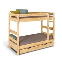 ID Kids Lits Enfant Pack Lit Superposé Avec Tiroirs 90x190 Cm Bois Massif -Lits enfant Soldes pack lit superpose avec tiroirs 90x190 cm bois massif 4