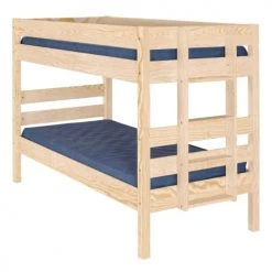 ID Kids Lits Enfant Pack Lit Superposé Bas Avec 2 Matelas 90x190 Cm Bois Massif