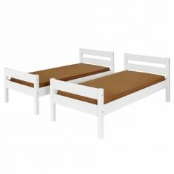 ID Kids Lits Enfant Pack Lit Superposé Bas Avec 2 Matelas 90x200 Cm Bois Massif Blanc -Lits enfant Soldes pack lit superpose bas avec 2 matelas 90x200 cm bois massif blanc 4