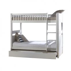 ID Kids Lits Enfant Pack Lit Superposé Gigogne 90x190 Cm Bois Massif Blanc