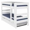 ID Kids Lits Enfant Pack Lit Superpose Gigogne Avec 2 Matelas 90x190 Cm Bois Massif Blanc