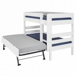 ID Kids Lits Enfant Pack Lit Superpose Gigogne Avec 2 Matelas 90x200 Cm Bois Massif Blanc -Lits enfant Soldes pack lit superpose gigogne avec 2 matelas 90x200 cm bois massif blanc 2