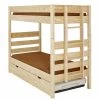 ID Kids Lits Enfant Pack Lit Superpose Gigogne Haut Avec 2 Matelas 90x200 Cm Bois Massif