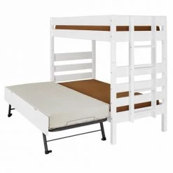 ID Kids Lits Enfant Pack Lit Superposé Gigogne Haut Avec Matelas 90x190 Bois Massif Blanc -Lits enfant Soldes pack lit superpose gigogne haut avec matelas 90x190 bois massif blanc 9