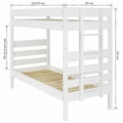 ID Kids Lits Enfant Pack Lit Superposé Gigogne Haut Avec Matelas 90x200 Bois Massif Blanc -Lits enfant Soldes pack lit superpose gigogne haut avec matelas 90x200 bois massif blanc 10