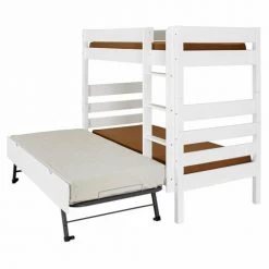 ID Kids Lits Enfant Pack Lit Superposé Gigogne Haut Avec Matelas 90x200 Bois Massif Blanc -Lits enfant Soldes pack lit superpose gigogne haut avec matelas 90x200 bois massif blanc 3