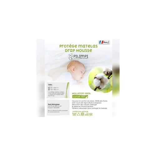 Pilimpi Matelas Bébé Et Enfant Protège-matelas Bébé 100% Coton Bio Blanc 60 X 120 Cm 4 Pilimpi Matelas Bébé Et Enfant Protège-matelas Bébé 100% Coton Bio Blanc 60 X 120 Cm – Image 4
