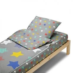 Bleu Câlin Couettes Et Oreillers Bébé Et Enfant Rechange Set Couchage Prêt à Dormir Sans Couette Motif Stars 90x190cm