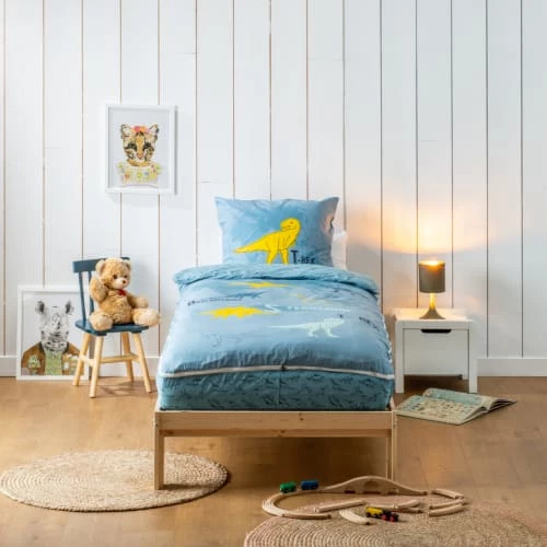 Bleu Câlin Couettes Et Oreillers Bébé Et Enfant Rechange Set Couchage Prêt à Dormir Sans Couette Motif T-rex 90x190cm 2 Bleu Câlin Couettes Et Oreillers Bébé Et Enfant Rechange Set Couchage Prêt à Dormir Sans Couette Motif T-rex 90x190cm – Image 2