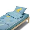 Bleu Câlin Couettes Et Oreillers Bébé Et Enfant Rechange Set Couchage Prêt à Dormir Sans Couette Motif T-rex 90x190cm